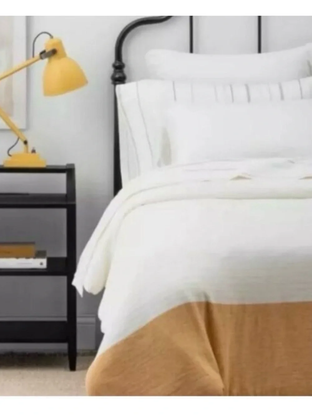 Hearth & Hand ivory duvet Set with mustard yellow Border